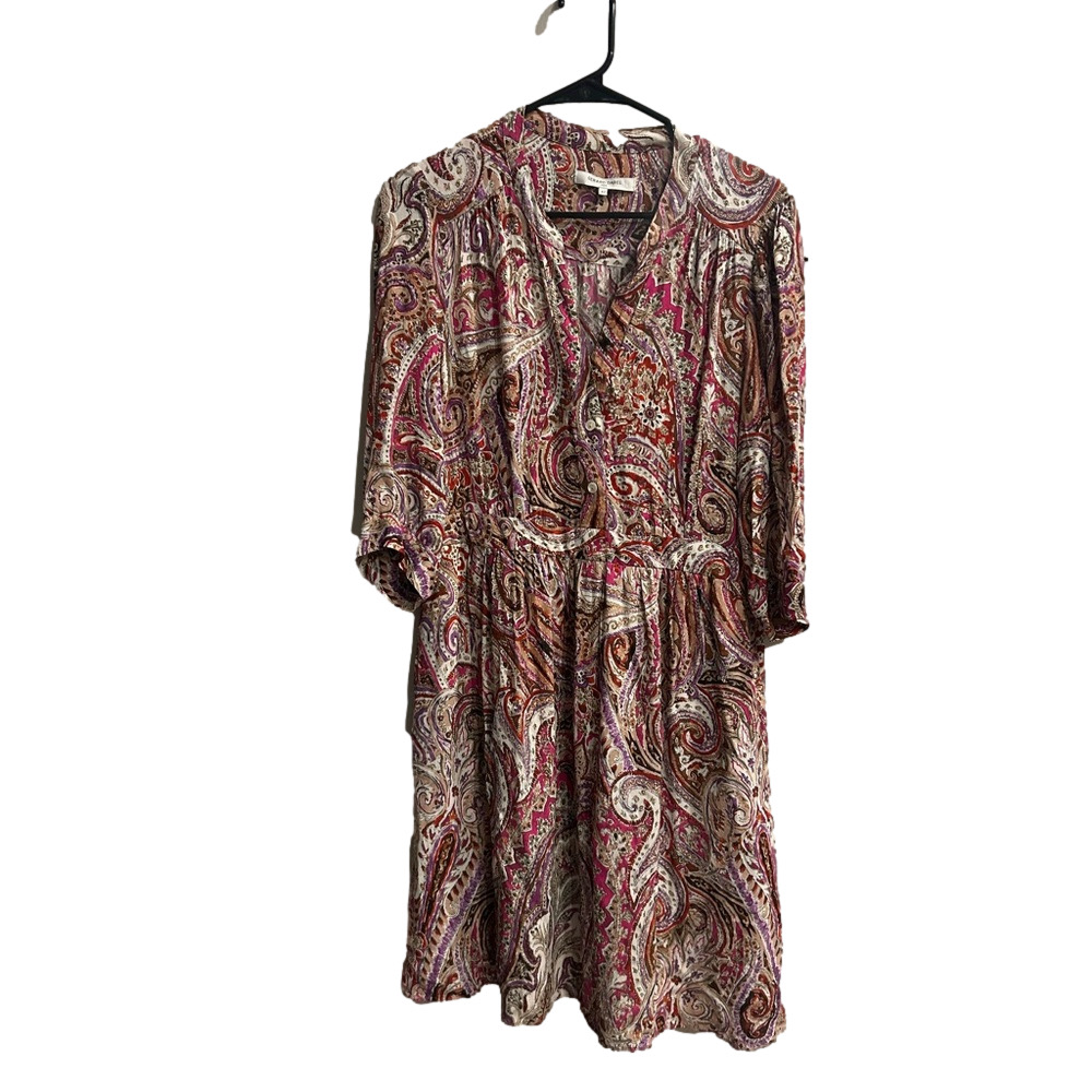 Gerard Darel Paris Silk Crepe Pink Paisley Dress EU 42 Coquette Old Money